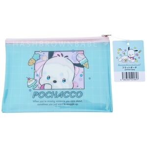 Sanrio Pochacco Cute Blue Flat Zipper Cosmetic Pen Pencil Pouch | Kawaii Dog Bag